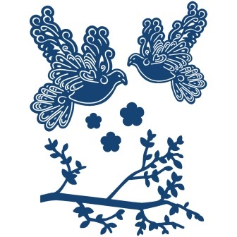 Ніж для вирубки від TatteRed Lace - TatteRed lace Doves and Branches - Пташки і гілочка
