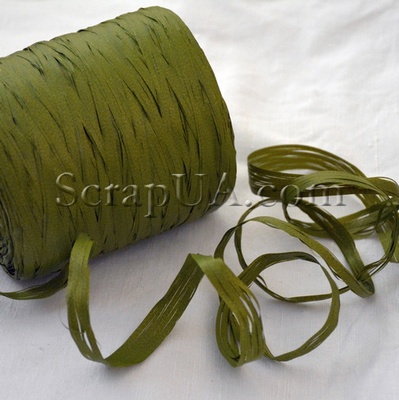 Рафия натуральная, цвет оливковый, 1 метр