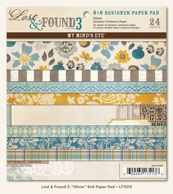 Набір двостороннього скрап-паперу My Mind's Eye Lost & Found 3 - Oliver, розмір 15x15см