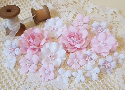 Набір квітів з тканини, 1,5 см - 5 см, (18 шт.)