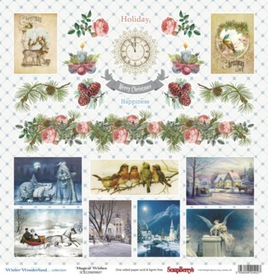 Папір для скрапбукінгу від ScrapBerryʼs - Зимова казка - Карточки, 30, 5x30,5см, 190 г/м², односторонній, 1 аркуш