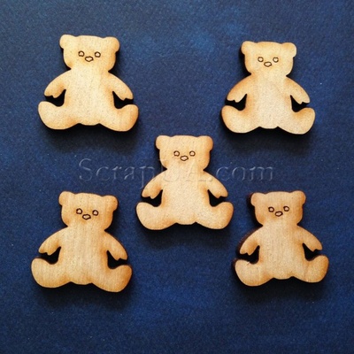 Деревянная фигурка WOOD-012 - Мишка, 1 штука