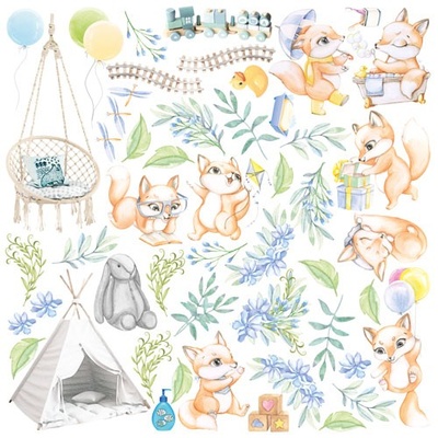 Аркуш з картинками для вирізання Funny fox boy 30,5x30,5см, ТМ Фабрика Декору