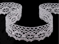Бавовняне мереживо, білий колір, 25мм, 90см