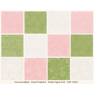 Набор скрапбумаги LemonCraft - Heart Painted Basic, фоновые дизайны, 30х30 см, с бонусом