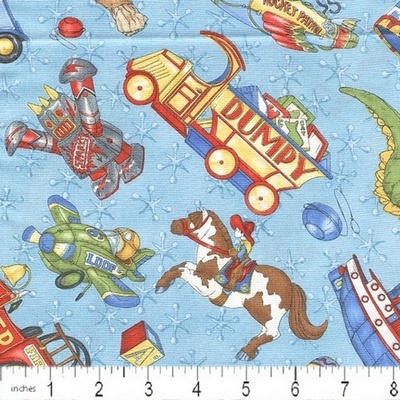 Тканина 100% бавовна - Іграшки для хлопчиків на блакитному, 45x55см