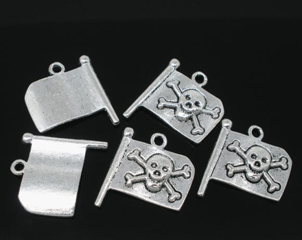 Металева прикраса "Піратський прапор", срібло, розмір 20x17 мм, 1 шт.