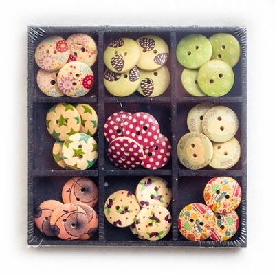 Набір ґудзиків для творчості ТМ Santi, дерево, 18 мм, 9 цв., 36шт./уп.