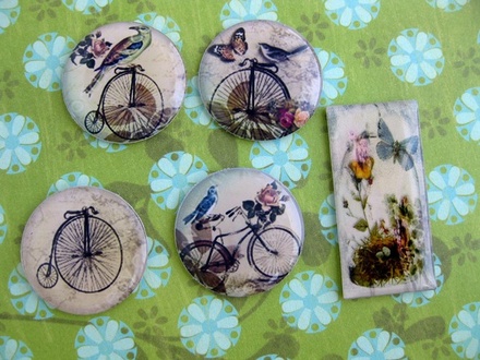 ЦЕНА СНИЖЕНА! Фишки для скрапбукинга с эпоксидным покрытием Птицы Велосипеды