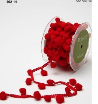 Стрічка Pom Pom String, ширина 1,2см, 90 см, колір червоний