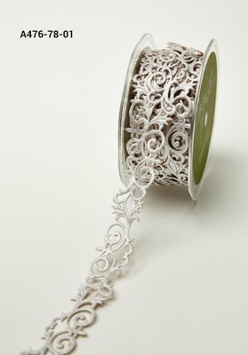 Лента на клеевой основе - Adhesive Fleur-de-lis Scroll Design - белая, ширина - 22 мм, длина 90 см