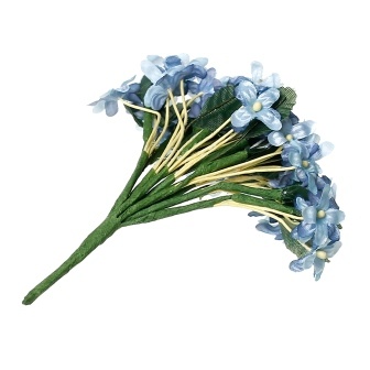 Тканинні квіточки, блакитний колір, 12см, 12 гілочок (48 шт.)