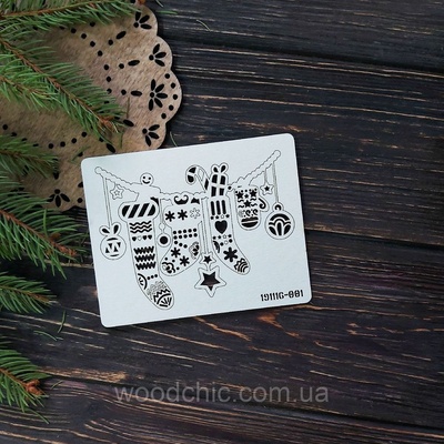Чипборд Підвіска різдвяні шкарпетки від WOODchic, 11x8,5см