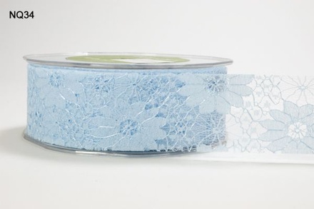 Мереживо Lace - Light Blue, ширина 38 мм, колір блакитний, довжина 90 см