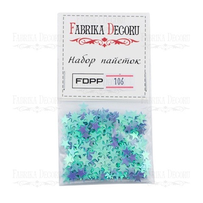 Набір паєток - 106, розмір 7 мм, великі зірки, колір блакитний TM Фабрика Декору