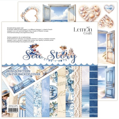 Набір паперу для скрапбукінгу Lemoncraft - Sea Story, 30х30 см