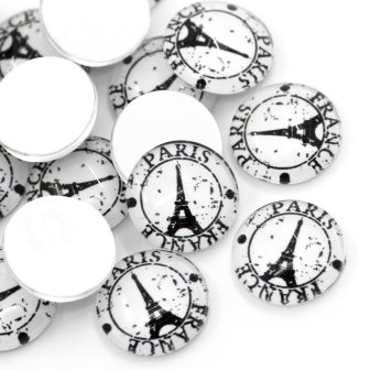 Скляний кабашон "Париж Ейфелева Башта", 16мм, 1 шт.