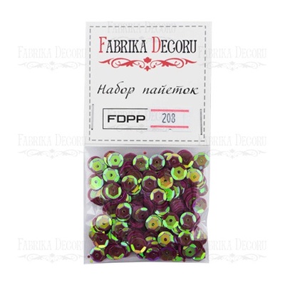 Набор пайеток - 208, размер 8 мм, кружочки, цвет зеленый, ТМ Фабрика Декора