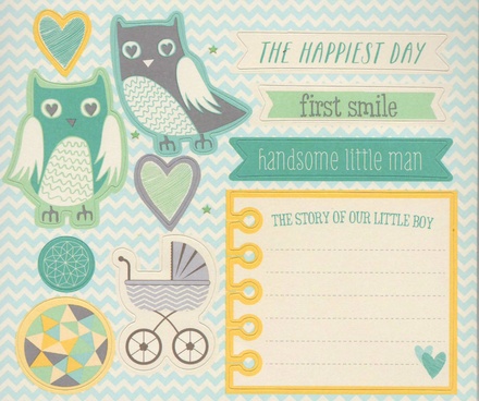 Книга наклейка - Grant StudiOs-Baby Boy - La De Dah, 5 аркушів на дитячу тематику