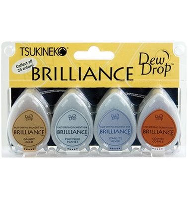 Набор чернил для штампинга Tsukineko - Brilliance Dew Drops - Planetarium, 4 штуки