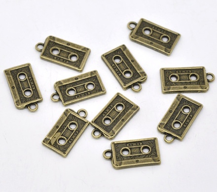 Металева прикраса/ підвіска "Магнітофонна стрічка", 23мx12мм, антична бронза, 1 шт.