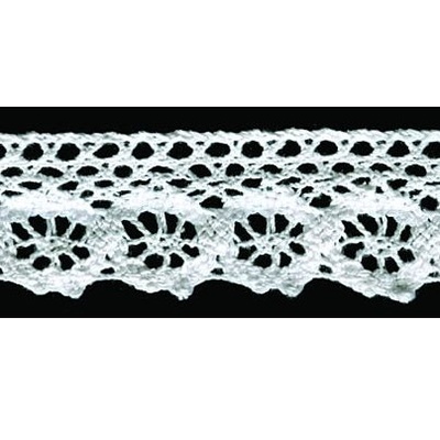 Мереживо в’язане, колір білий, ширина 28 мм, довжина 90 см
