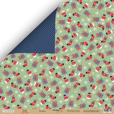 Аркуш двостороннього паперу для скрапбукінгу від Scrapmir - Подарунки - Hello Christmas, 30x30 см