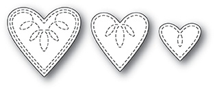 Ніж для вирубки від Poppystamps - Petite Stitched Hearts craft die