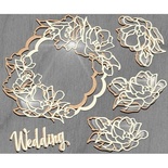 Заготовка мега шейкера Квіти магнолії в фігурний рамці, колір крафт, ТМ Фабрика Декору