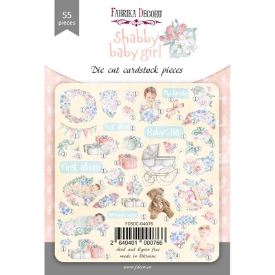 Набір висічок для скрапбукінгу, колекція Shabby baby girl Redesign, 55шт., ТМ Фабрика Декору