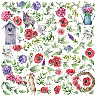 Аркуш з картинками для вирізання Summer mood 30x30 см, ТМ Фабрика Декору (01086F)