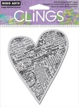 Резиновый штамп Hero Arts - Newspaper Heart, c оснасткой