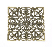 Металлическое украшение "Квадрат ажурный", 40мм x 40мм, античная бронза, 1 шт.
