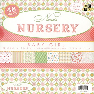 Набор бумаги DCWV - Nana's Nursery - Baby Girl Paper Stack, 30х30 см, 24 листа
