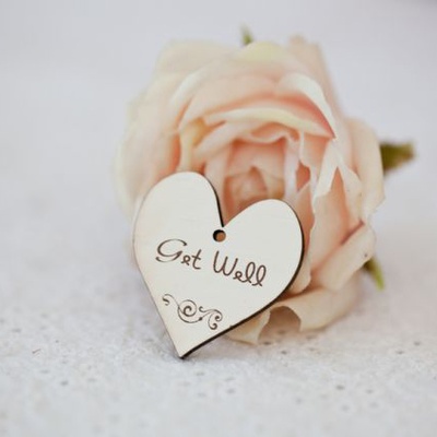 Сердечко деревʼяне: Get Well, 3x3,3см