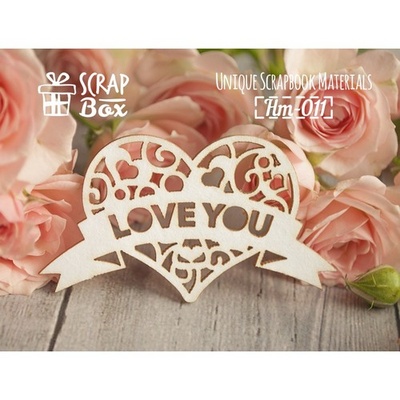 Чипборд ScrapBox - серце із стрічкою