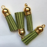 Підвіска - китиця з замші з золотим наконечником, 35х10 мм, колір оливковий