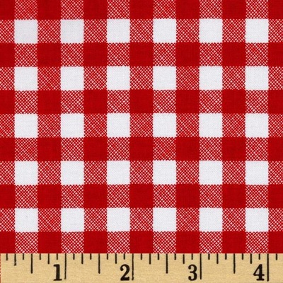 Тканина 100% бавовна - Клітка червона, 45x55см