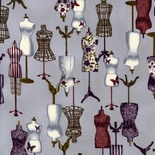 Тканина 100% бавовна - Манікени сірі на сірому, 45x55см