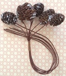 Шишечки с блестками, серебристые, 6 шт.