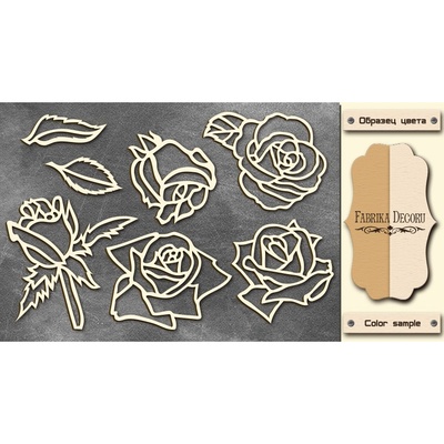 Чипборд Фабрика Декору - Троянди, колір молочний, крафт