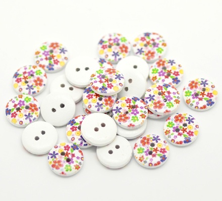 Дерев’яний ґудзик Multicolor Flower B17609, діаметр 15 мм, 1 шт.