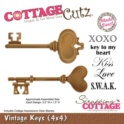 Ніж для вирубки CottageCutz - Vintage Keys, 10x10 см, колекція штампів My Little Shoebox