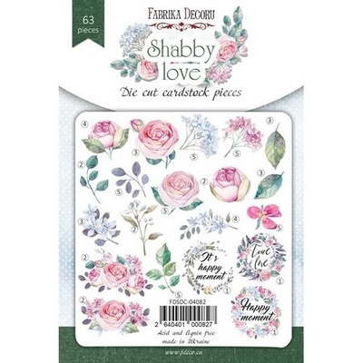 Набір висічок для скрапбукінгу, колекція Shabby love 63 шт., ТМ Фабрика Декору