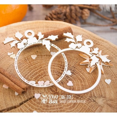 Чипборд ScrapBox - Шейкер "ялинкова прикраса" з гостролистом 2шт. Hh-138