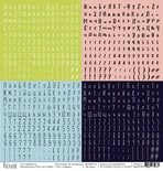 Лист бумаги для скрапбукинга от Polkadot  - Алфавит, коллекция На чемоданах, 30х30 см, плотность 190 гр\м2