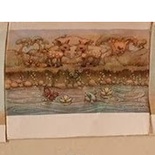 Картинки на льоні - Оленята біля ставка, арт.068 - №2, 20x19 см