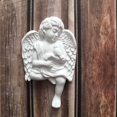 Гипсовое украшение - Ангел с птичкой от Е.В.A, 4.2х6.7см