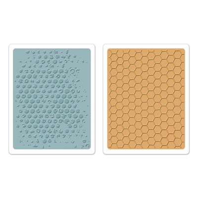 Папки для тиснения от Sizzix  - Texture Fades Embossing Folders 2PK - Bubble & Honeycomb Set, 2 шт.
