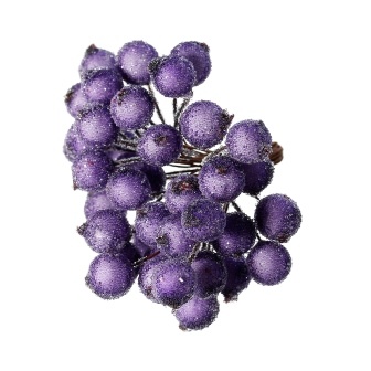 Ягідки круглі в обсипці, колір фіолетовий, 14 см х 12 мм, по 2 шт. на стебельці, всього 40 шт.